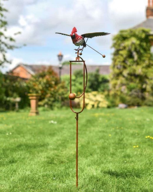 Red Cardinal Metal Rocking Garden Spike