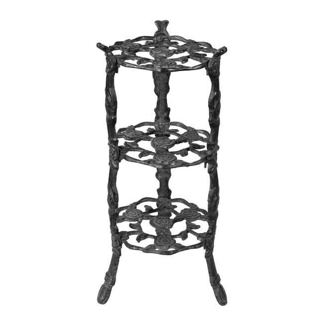 "The Roses" Aged Black Cast Iron Side Stand "The Roses" Aged Black Cast Iron Side Stand