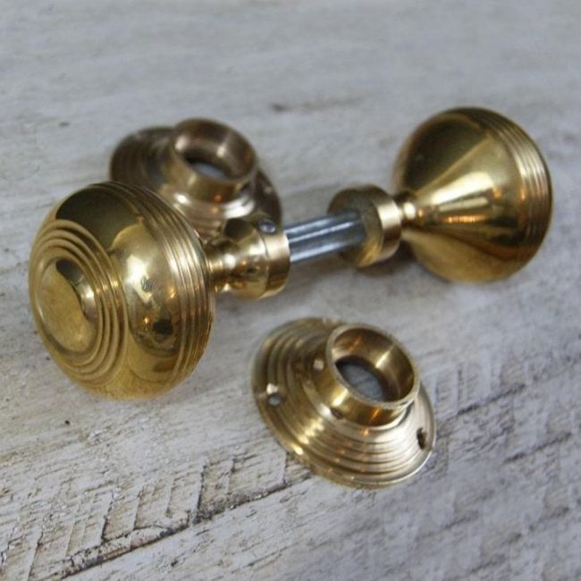 Round Beehive Door Knobs in Polished Brass Round Beehive Door Knobs in Polished Brass