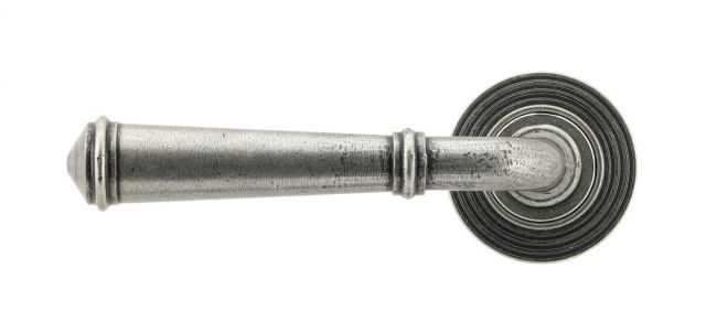 Rounded Pewter Lever Door Handle on Beehive Rose Rounded Pewter Lever Door Handle on Beehive Rose