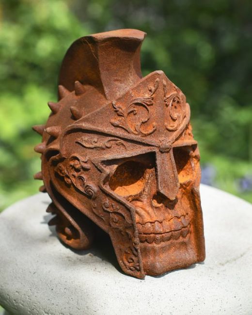 Rusted Gladiator Skull Ornament