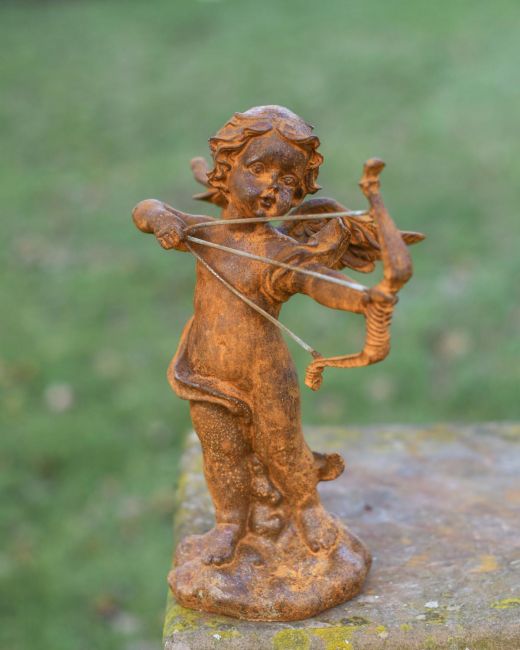 Rustic Cast Iron "Cupid"s Arrow" Garden Sculpture