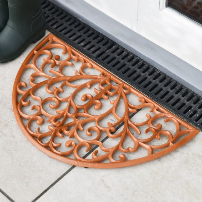 Rustic Cast Iron Ornate "Sunrise" Semi Circle Door Mat Rustic Cast Iron Ornate "Sunrise" Semi Circle Door Mat