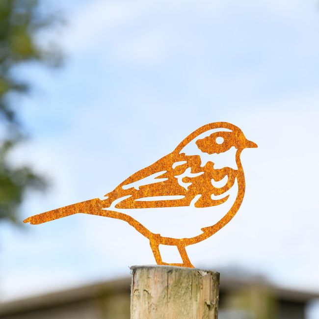 Rustic Dunnock Steel Fence Topper