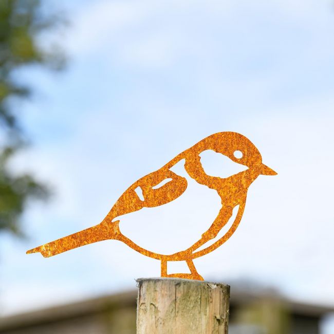 Rustic Great Tit Steel Fence Topper Rustic Great Tit Steel Fence Topper