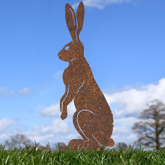 Rustic Hare on Hind Legs Silhouette in Situ Rustic Hare on Hind Legs Silhouette in Situ