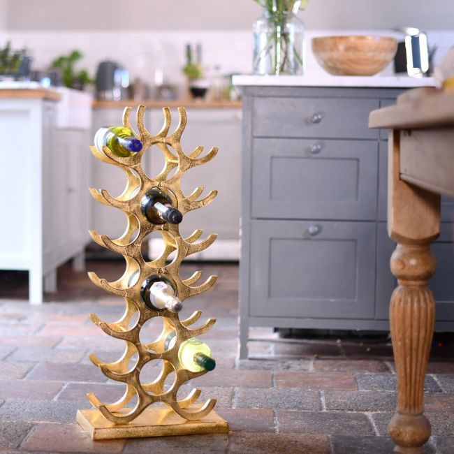 Gold "Tree" 21 Bottle Wine Rack Floor Standing 