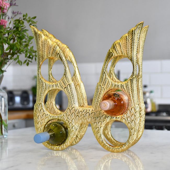 Gold "Angel Wings" Wine Rack with Wine Bottles Gold "Angel Wings" Wine Rack with Wine Bottles