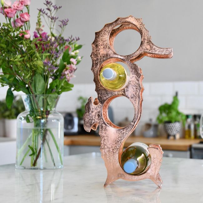 "Seahorse" Wine Rack in Copper Finish "Seahorse" Wine Rack in Copper Finish