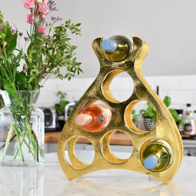 Gold "Wine Lodge" Wine Rack on Kitchen Counter Gold "Wine Lodge" Wine Rack on Kitchen Counter