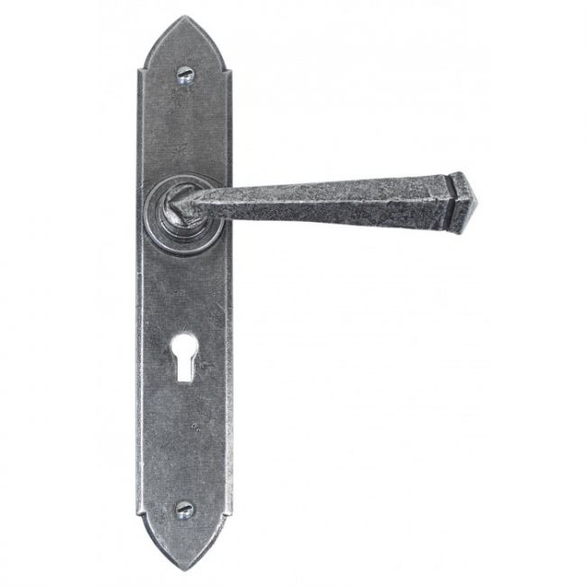 Gothic Style Lever Lock Set Finished In An Antique Pewter Gothic Style Lever Lock Set Finished In An Antique Pewter