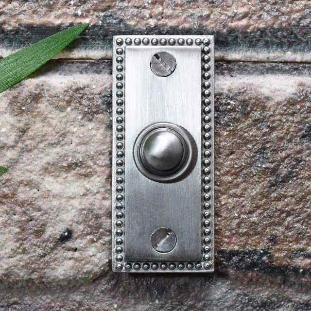 Satin Chrome bell Push with Georgian beading on edges Satin Chrome bell Push with Georgian beading on edges