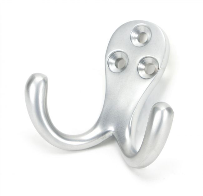 Satin Chrome Double Pronged Coat Hook Satin Chrome Double Pronged Coat Hook