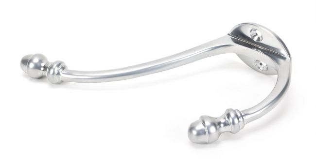 Satin Chrome Double Pronged Mushroom-Capped Coat Hook Satin Chrome Double Pronged Mushroom-Capped Coat Hook