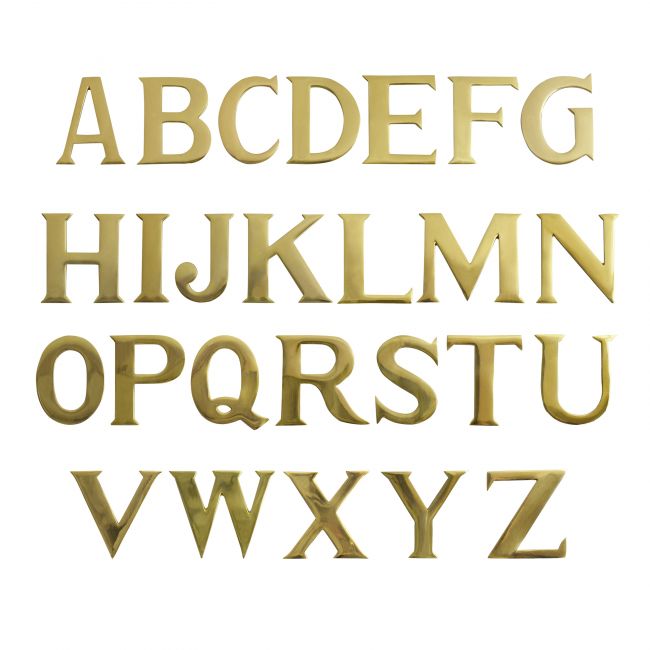 Polished Brass Self Adhesive 3" Letters