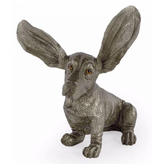 Basset Dog Sculpture in a Silver Finish Basset Dog Sculpture in a Silver Finish