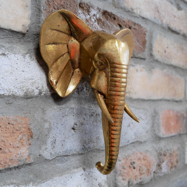 Gold Elephant Head Wall Art in the Home Gold Elephant Head Wall Art in the Home