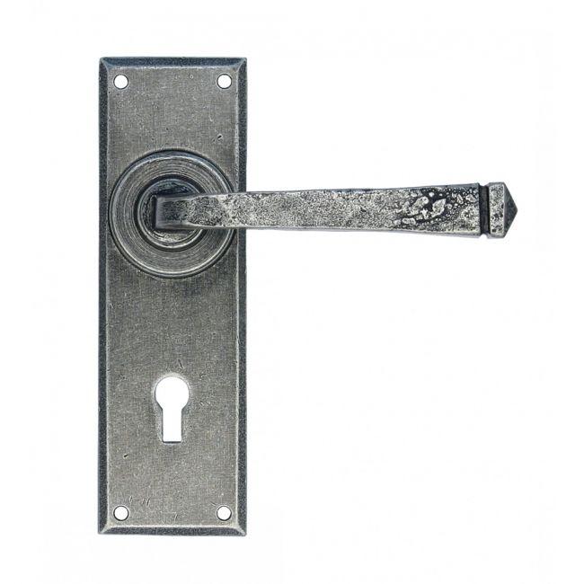"Thornton" Simple Contemporary Pewter Lever Handle With Keyhole "Thornton" Simple Contemporary Pewter Lever Handle With Keyhole