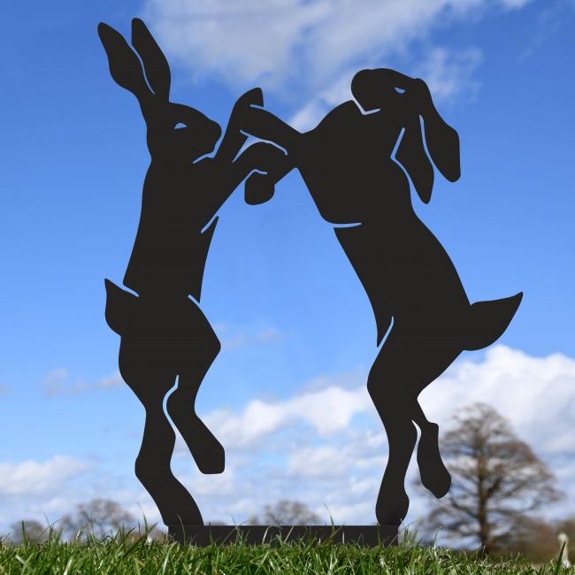 Black Simplistic Boxing Hares Silhouette Black Simplistic Boxing Hares Silhouette