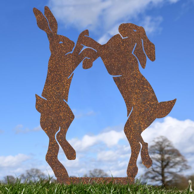 Rustic Simplistic Boxing Hares Silhouette Rustic Simplistic Boxing Hares Silhouette