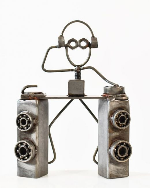 Recycled Metal DJ Sculpture