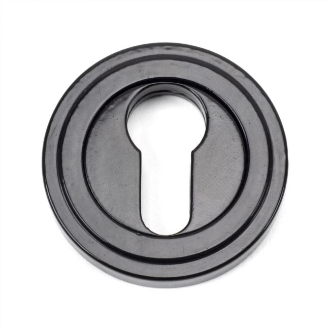 Sleek Midnight Black Art Deco Circular Escutcheon