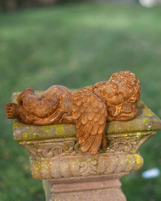 Cast Iron Sleeping Cherub Garden Statue