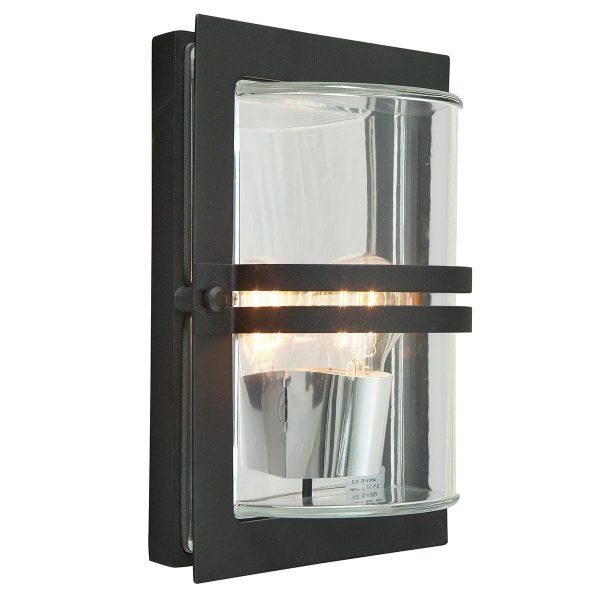 Slim Black Steel "Ettington" Clear Outdoor Wall Light Slim Black Steel "Ettington" Clear Outdoor Wall Light
