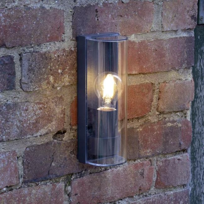 Slim Curved Wall Light in Situ on a Brick Wall