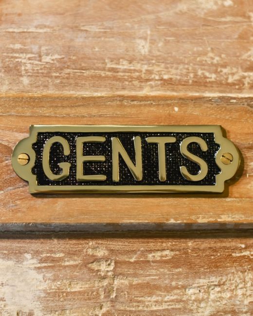 Solid brass "Gents" toilet sign