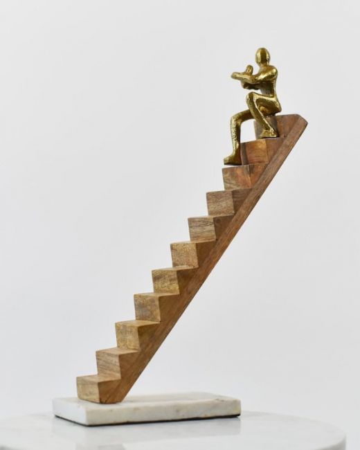 "Solo Conquest" Aluminium, Mango Wood and Marble Sculpture - Gold "Solo Conquest" Aluminium, Mango Wood and Marble Sculpture - Gold