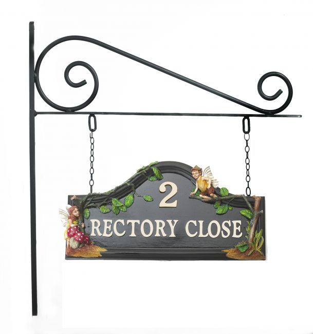 Flower Fairy Hand Painted House Sign on all Mounted Bracket