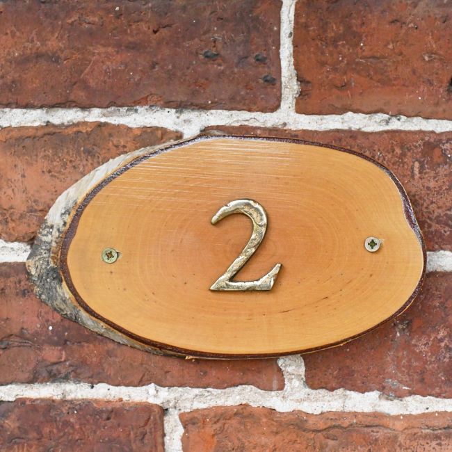 Natural Hard Wood Rustic House Number Sign - 2 Natural Hard Wood Rustic House Number Sign - 2