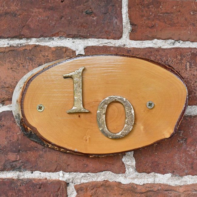 Natural Hard Wood Rustic House Number Sign - 10 Natural Hard Wood Rustic House Number Sign - 10