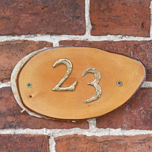 Natural Hard Wood Rustic House Number Sign - 23