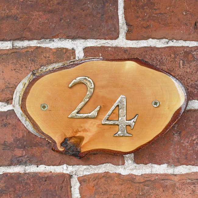 Natural Hard Wood Rustic House Number Sign - 24