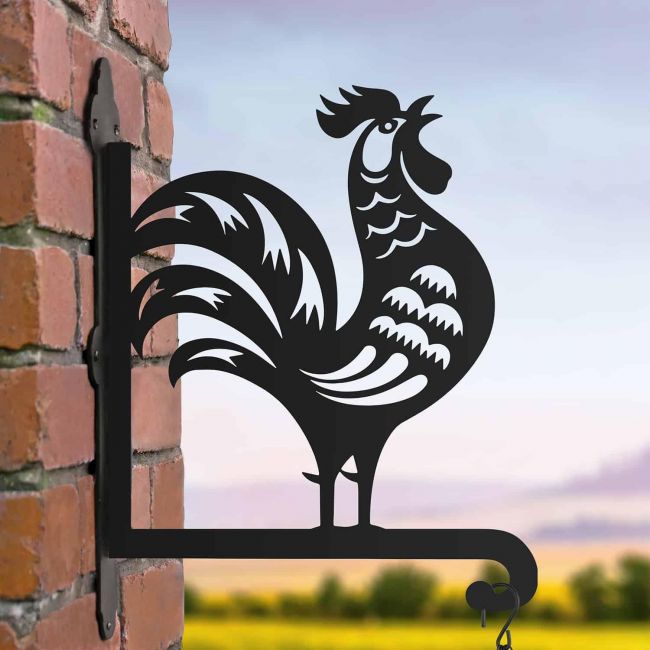 Steel Chinese Rooster Hanging Basket Bracket