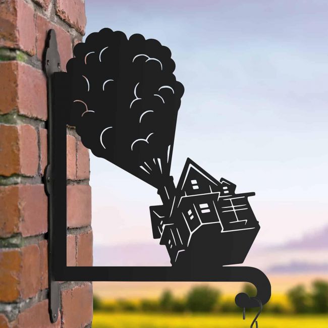 Steel Flying House with Balloons Hanging Basket Bracket
