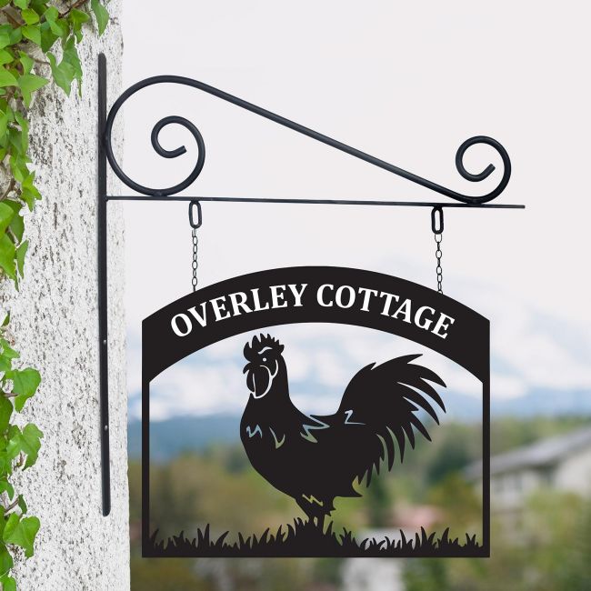 "Tree of Life" Circular Iron House Name Sign in Use Outside