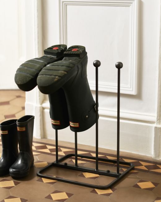 Modern Black Boot Rack in Situ by the Front Door Modern Black Boot Rack in Situ by the Front Door