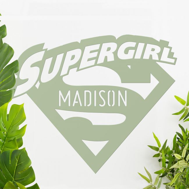 "Supergirl" Personalised Wall Art Among Plants in the House