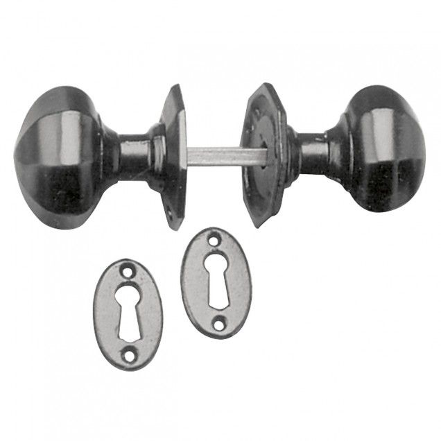 Octagonal Black Iron Mortice Knobs with Escutcheons Octagonal Black Iron Mortice Knobs with Escutcheons