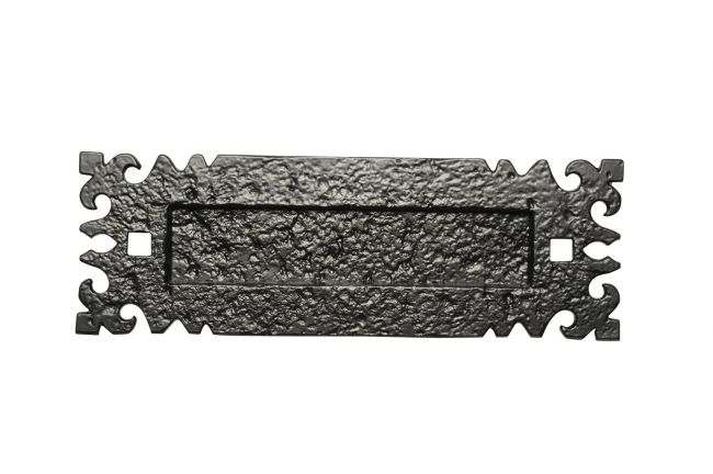 Traditional Black Iron Fleur-De-Lys Gothic Letter Plate Traditional Black Iron Fleur-De-Lys Gothic Letter Plate