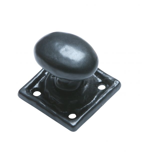 Traditional Black Iron Oval Cabinet / Cupboard Knob With Square Backplate