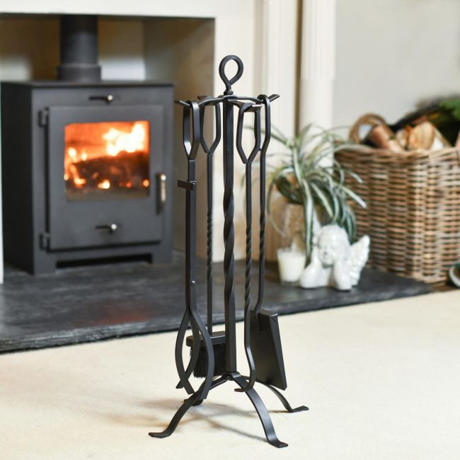 Contemporary Brushed Steel Companion Set In Situ Contemporary Brushed Steel Companion Set In Situ