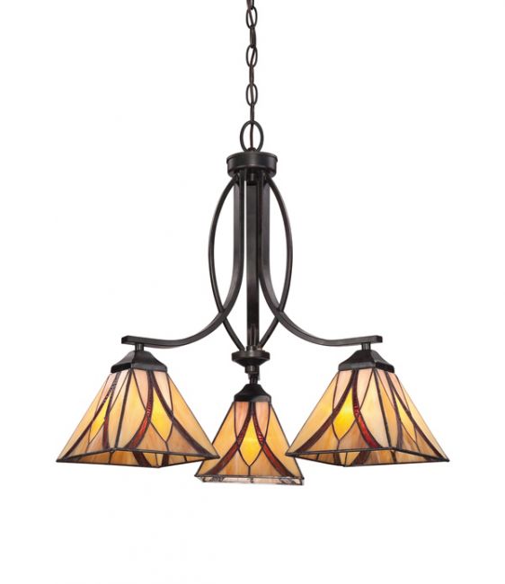 "Coltmoore" Traditional Amber Glass Tiffany Style Hanging Light