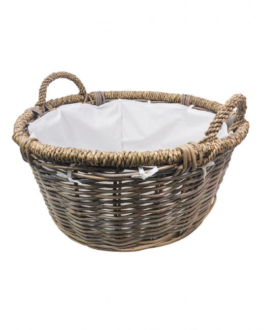 Traditional Wicker Log Basket with Cream Liner