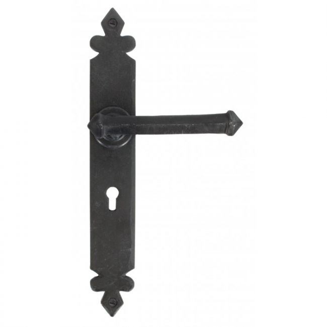 Beeswax Finish Tudor Design Lever Handle & Keyhole