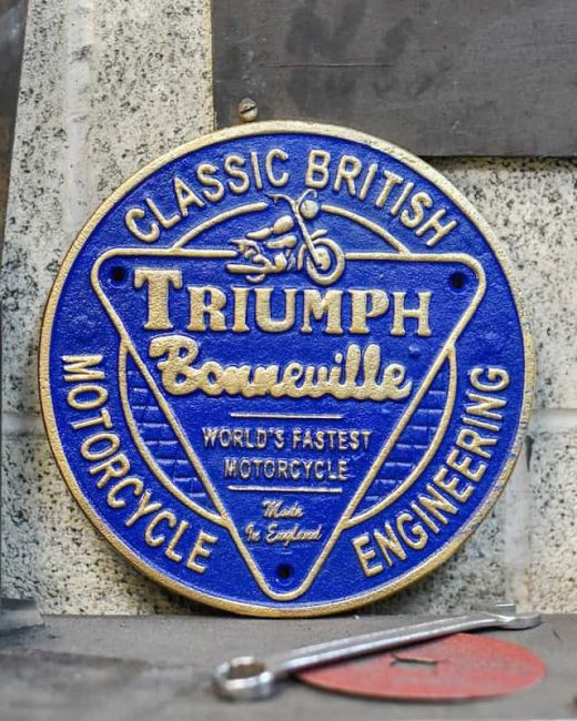 Cast Iron "Triumph Bonneville" Sign Cast Iron "Triumph Bonneville" Sign