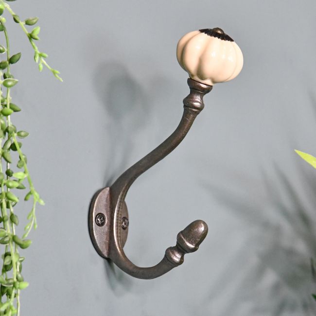 6" Iron Ceramic Shell Tipped Coat Hook 6" Iron Ceramic Shell Tipped Coat Hook